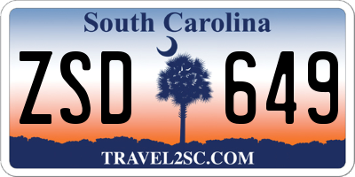 SC license plate ZSD649