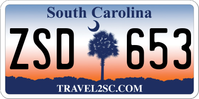 SC license plate ZSD653