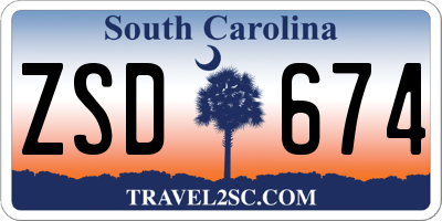 SC license plate ZSD674