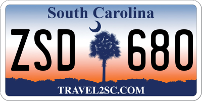 SC license plate ZSD680