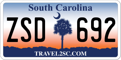 SC license plate ZSD692