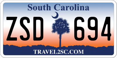 SC license plate ZSD694