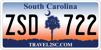SC license plate ZSD722