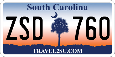 SC license plate ZSD760