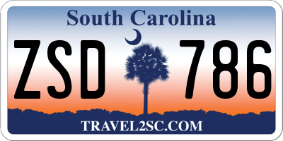SC license plate ZSD786