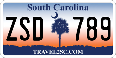 SC license plate ZSD789