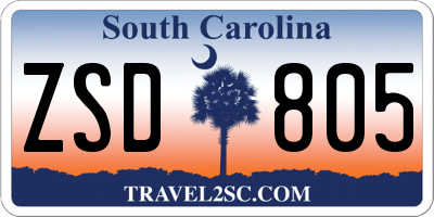 SC license plate ZSD805