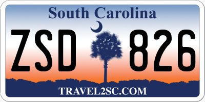 SC license plate ZSD826