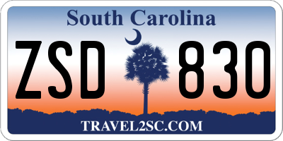 SC license plate ZSD830