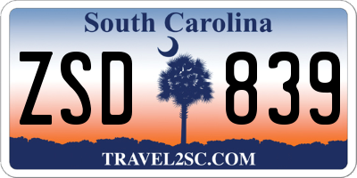 SC license plate ZSD839
