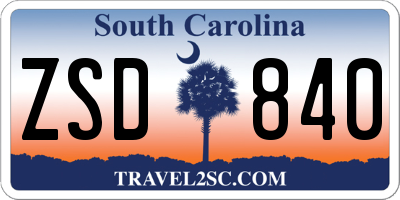 SC license plate ZSD840