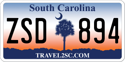 SC license plate ZSD894