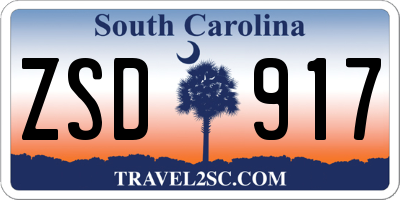 SC license plate ZSD917