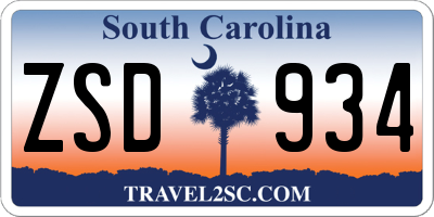 SC license plate ZSD934