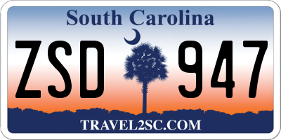 SC license plate ZSD947