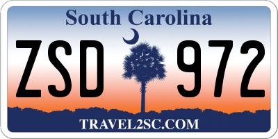 SC license plate ZSD972