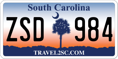 SC license plate ZSD984