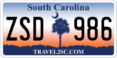 SC license plate ZSD986