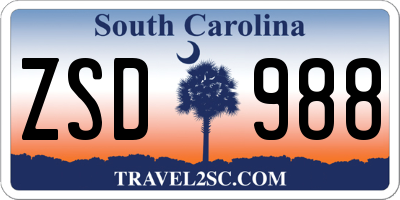 SC license plate ZSD988