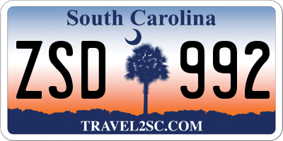 SC license plate ZSD992