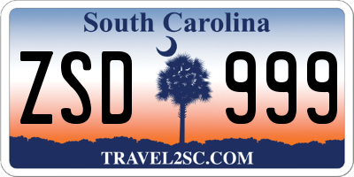 SC license plate ZSD999
