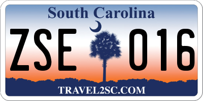 SC license plate ZSE016