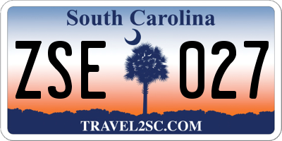 SC license plate ZSE027