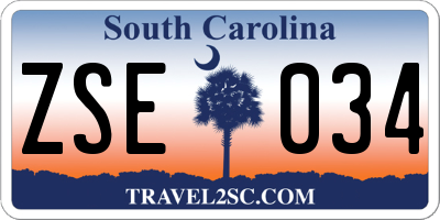 SC license plate ZSE034