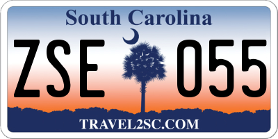 SC license plate ZSE055