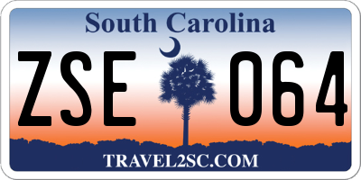 SC license plate ZSE064