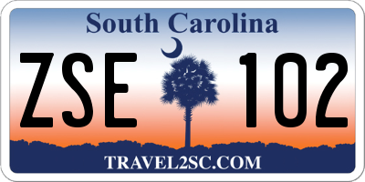 SC license plate ZSE102