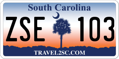 SC license plate ZSE103