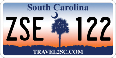 SC license plate ZSE122