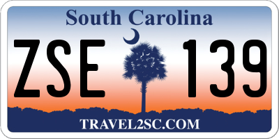 SC license plate ZSE139