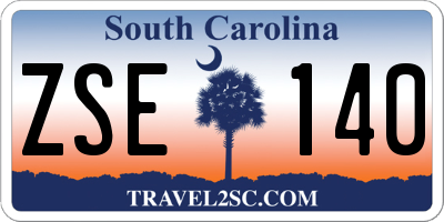 SC license plate ZSE140