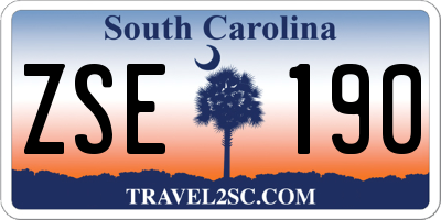 SC license plate ZSE190