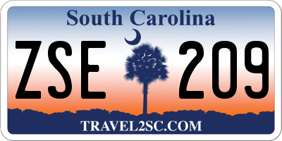 SC license plate ZSE209