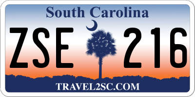 SC license plate ZSE216