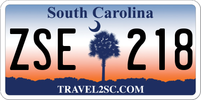 SC license plate ZSE218