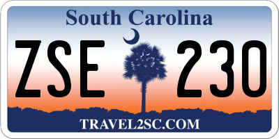SC license plate ZSE230