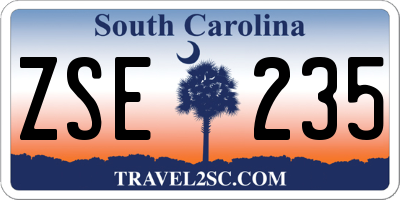 SC license plate ZSE235
