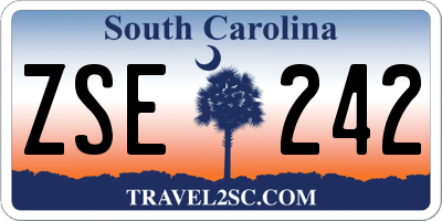 SC license plate ZSE242