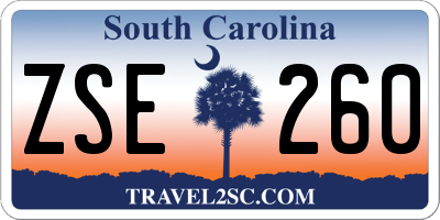 SC license plate ZSE260