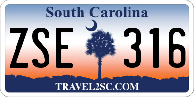 SC license plate ZSE316