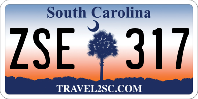 SC license plate ZSE317