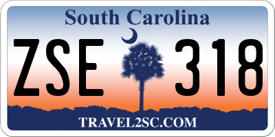 SC license plate ZSE318