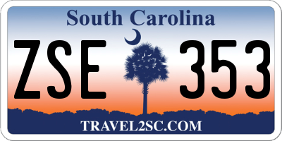 SC license plate ZSE353