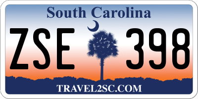 SC license plate ZSE398