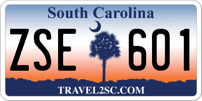 SC license plate ZSE601
