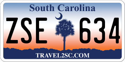 SC license plate ZSE634